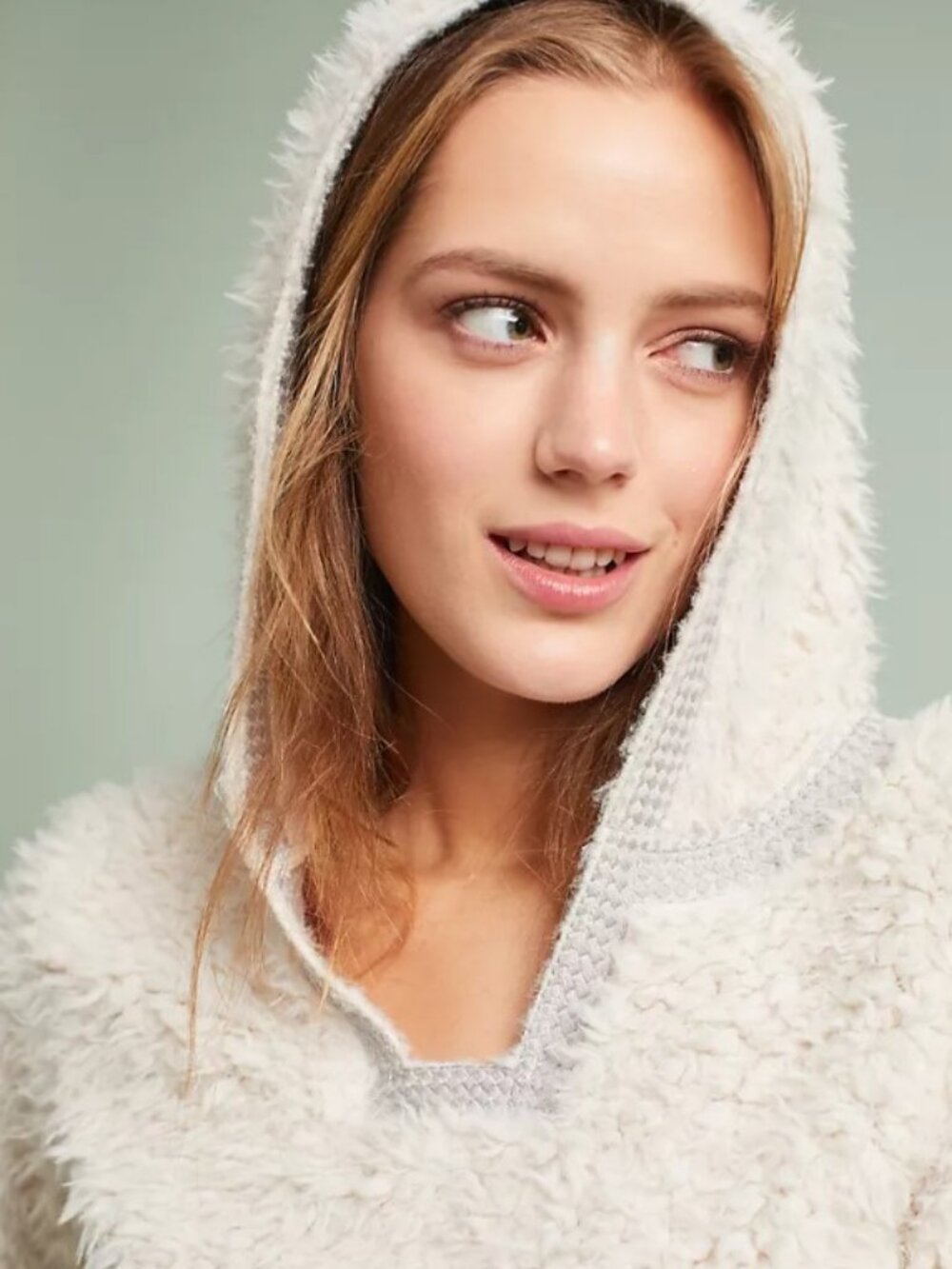 NWT Anthropologie Akemi + Kin Fleece Sherpa Pullover Hoodie Sweater L - Picture 2 of 10